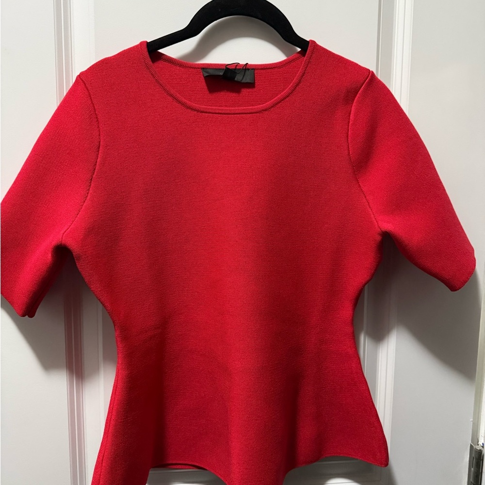NWT Zara Vibrant Red Peplum Knit Top - Picture 5 of 7